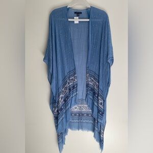 American Eagle Blue Scarf Print Kimono Cardigan, NWT, Women's One Size